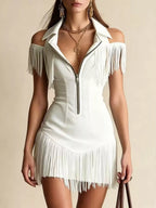 Fringed Cold Shoulder Mini Dress (7)