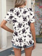 Floral Print Short Sleeve Blouse (14)
