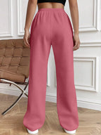 Drawstring Elastic Waist Pants Pockets (14)