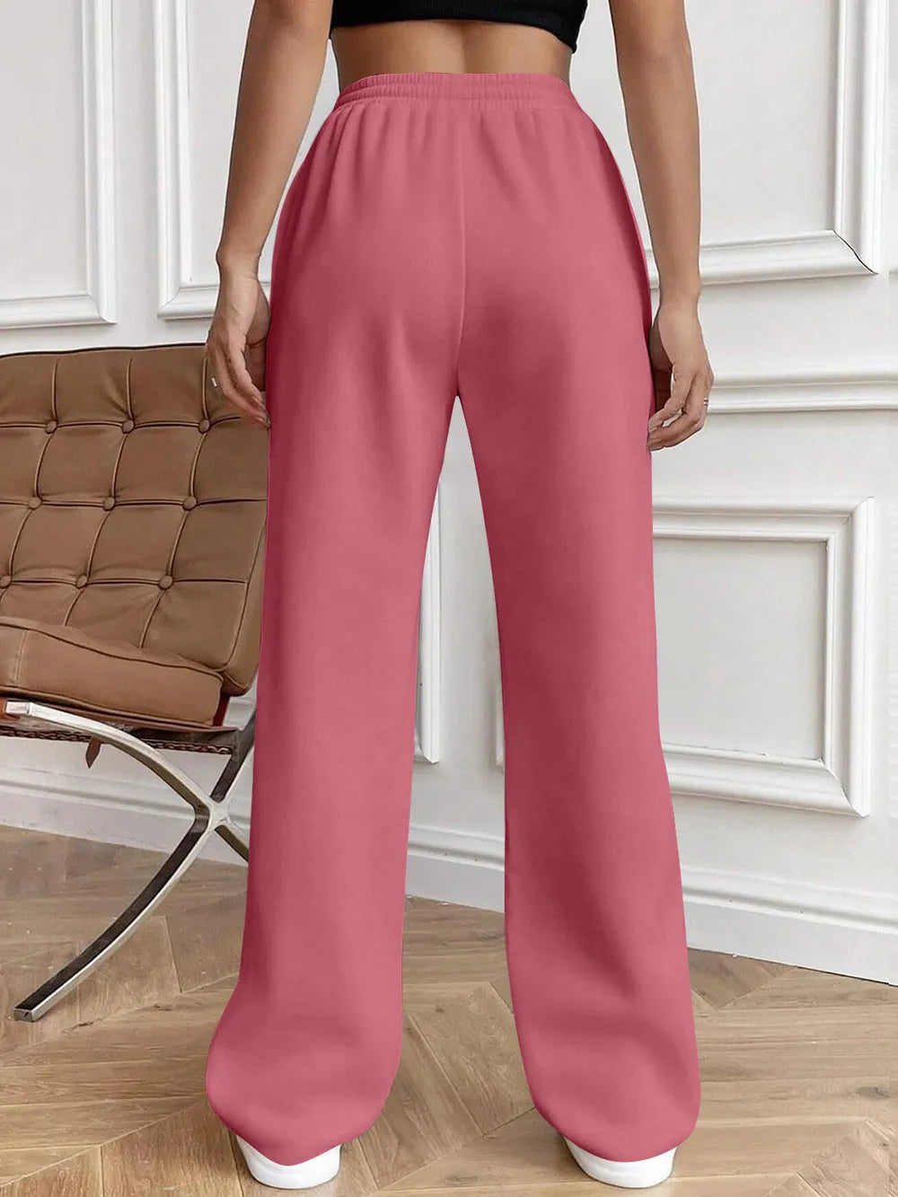 Drawstring Elastic Waist Pants Pockets (14)