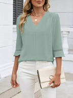V-neck 3/4 Sleeve Blouse (26)