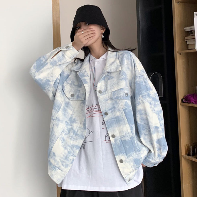 Tie-dye Denim Jacket Peplum Loose photo 3