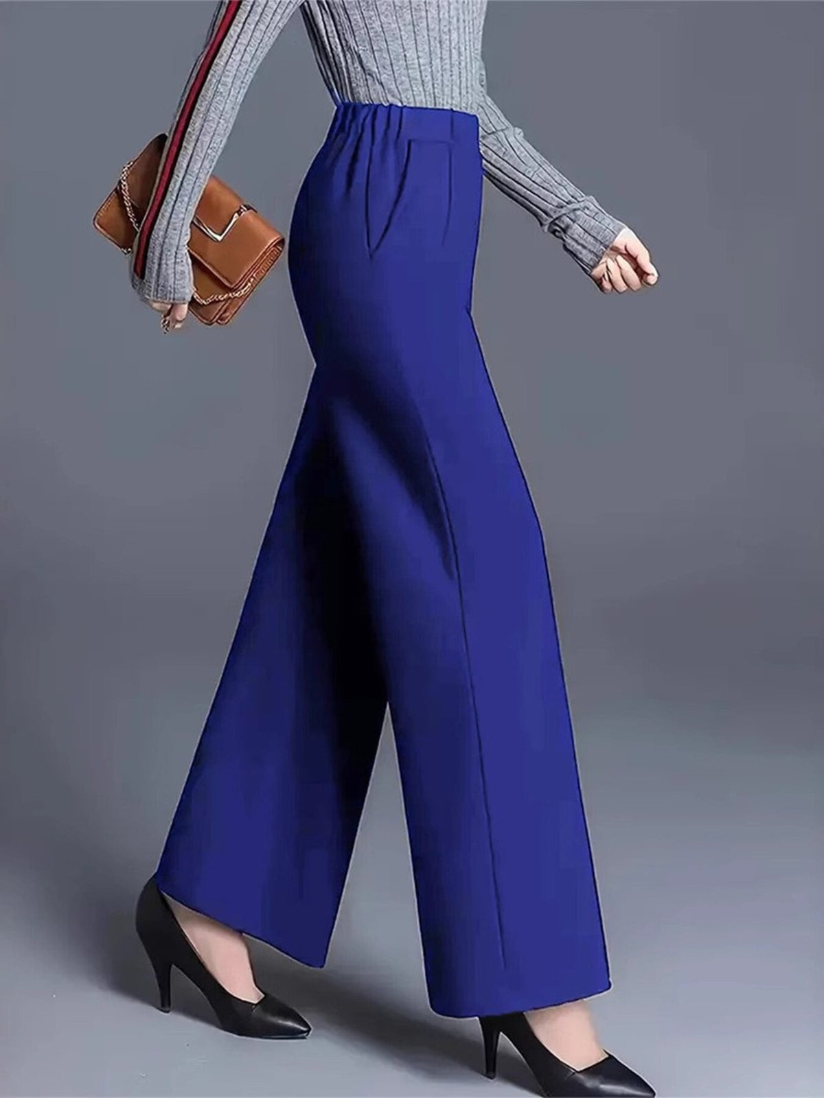 High-waisted Wide Leg Pants Elegant Center-seam Tailoring (6)