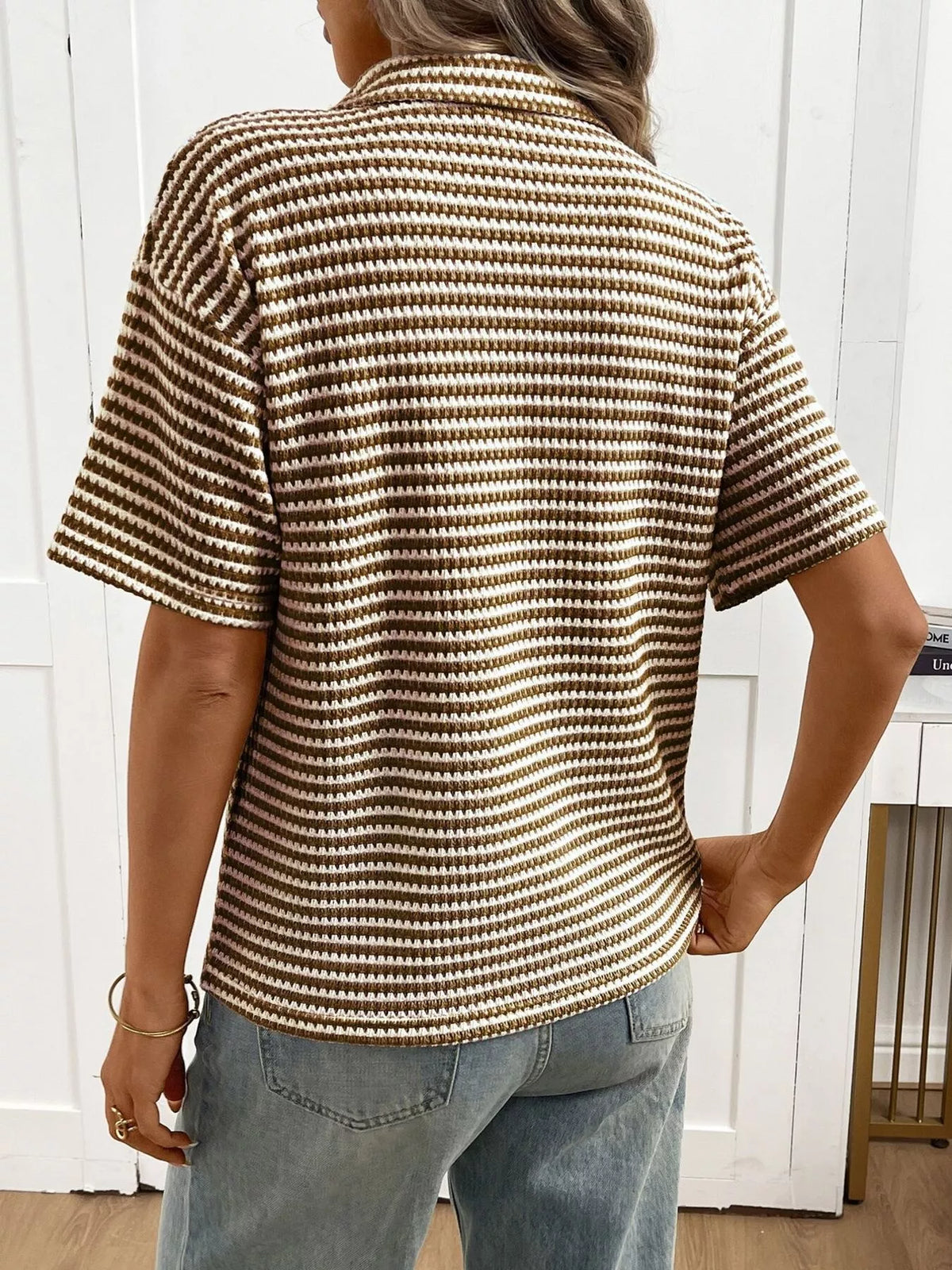 Striped Knit Short Sleeve Top (3)