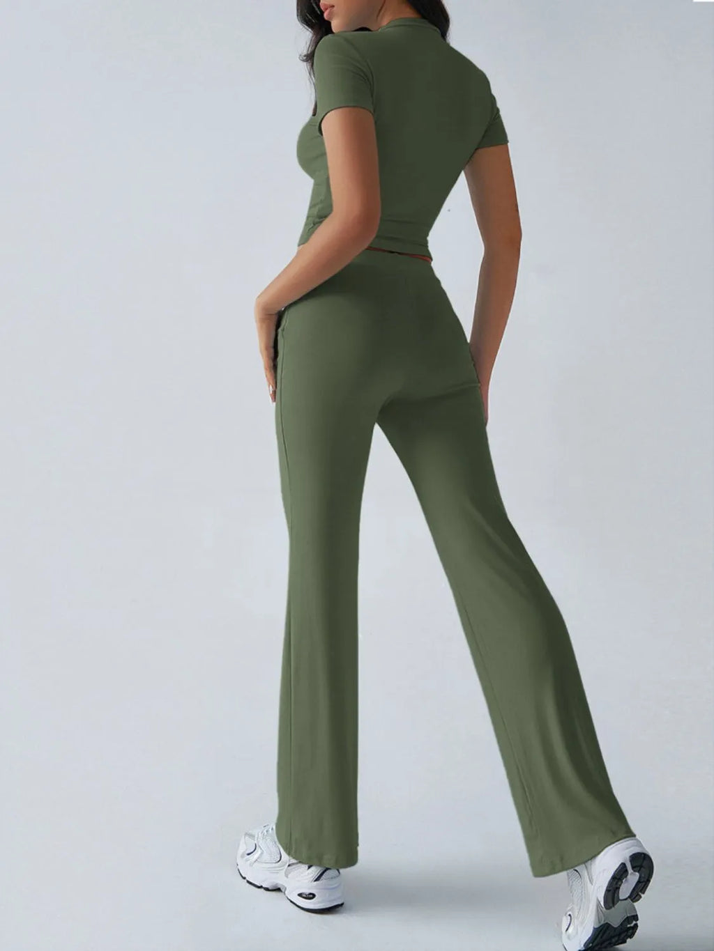 Round Neck Short Sleeve Top Pants Set (24)