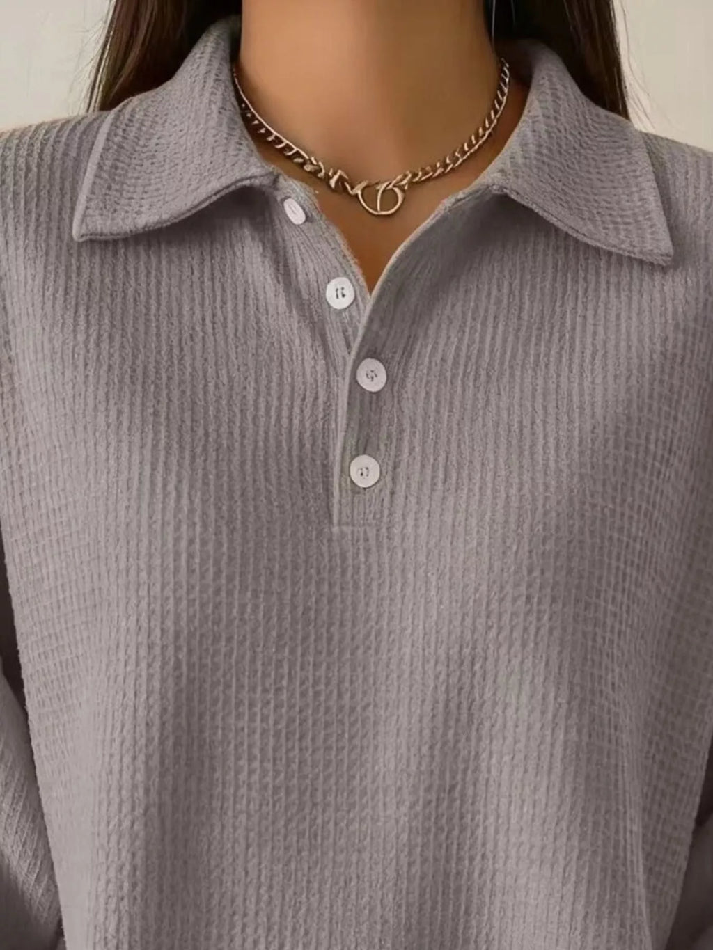 Full Size Waffle Knit Button Detail Sweatshirt Plus (14)
