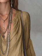 Notched Balloon Sleeve Blouse (15)