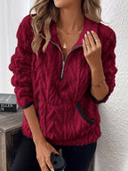 Full Size Half Zip Kangaroo Pocket Sweatshirt Plus (11)