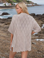 Button Down Eyelet Collared Neck Knit Shirt (4)