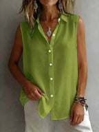 Sleeveless Button-down Shirt