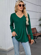 V-neck Long Sleeve Relaxed Fit T-shirt (12)