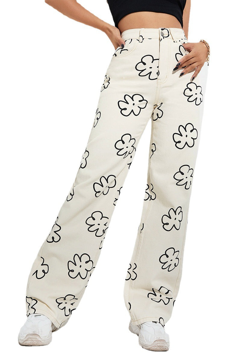 Loose Straight-leg Printed Casual Jeans photo 5