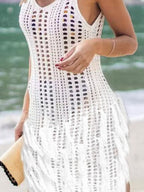 Slit Openwork Sleeveless Knit Cover Up (3)