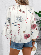 Ruffled Printed V-neck Half Sleeve Blouse (10)