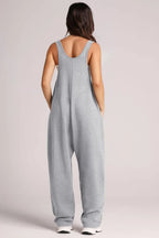 V-neck Wide Strap Overalls (2)