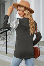 Leopard Striped Round Neck T-shirt (2)