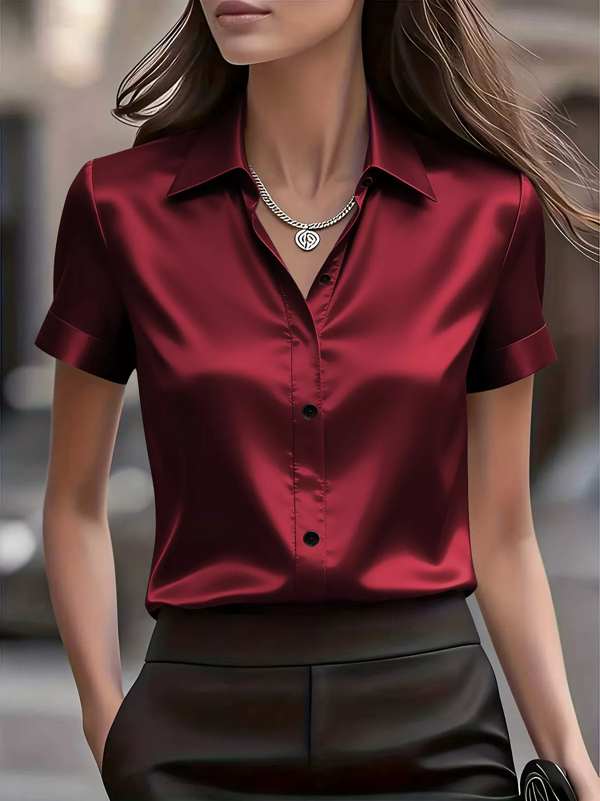 Satin Short-sleeve Shirt (4)