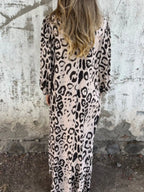 Full Size Printed V-neck Dress Pockets Plus (35)