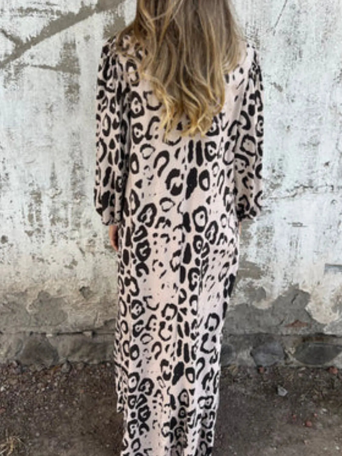 Full Size Printed V-neck Dress Pockets Plus (35)