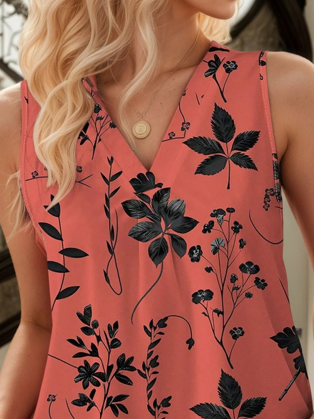 Printed V-neck Tank (22)
