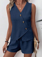 Button Up Vest Shorts Set (10)