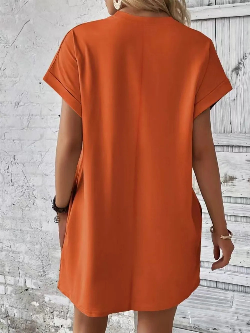 Pocketed Round Neck Short Sleeve Dress (21)