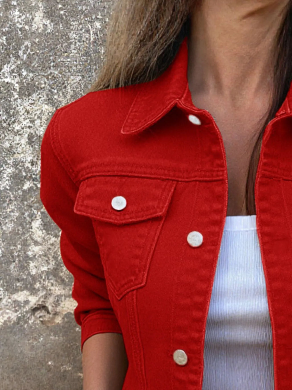 Button Front Closure Denim Jacket (2)