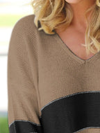 Striped V-neck Long Sleeve Sweater (6)