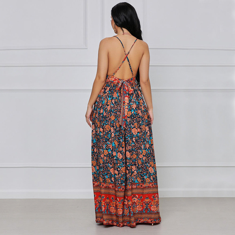 V-neck Sling Floral Dress photo 3