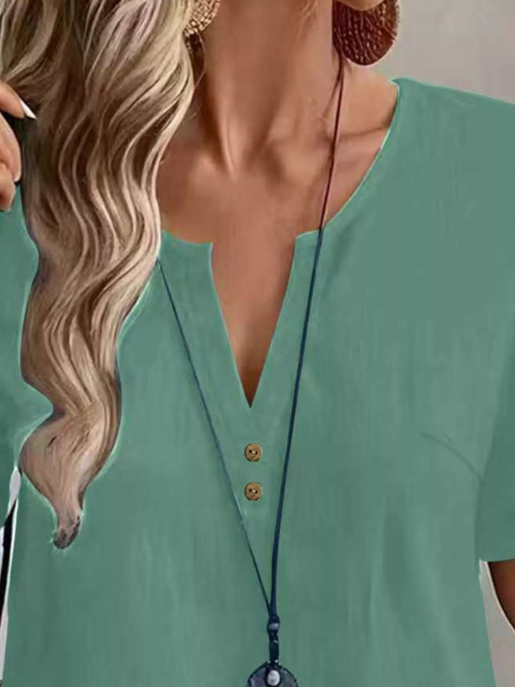 Notched Short Sleeve Blouse (11)