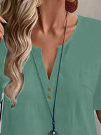 Notched Short Sleeve Blouse (11)