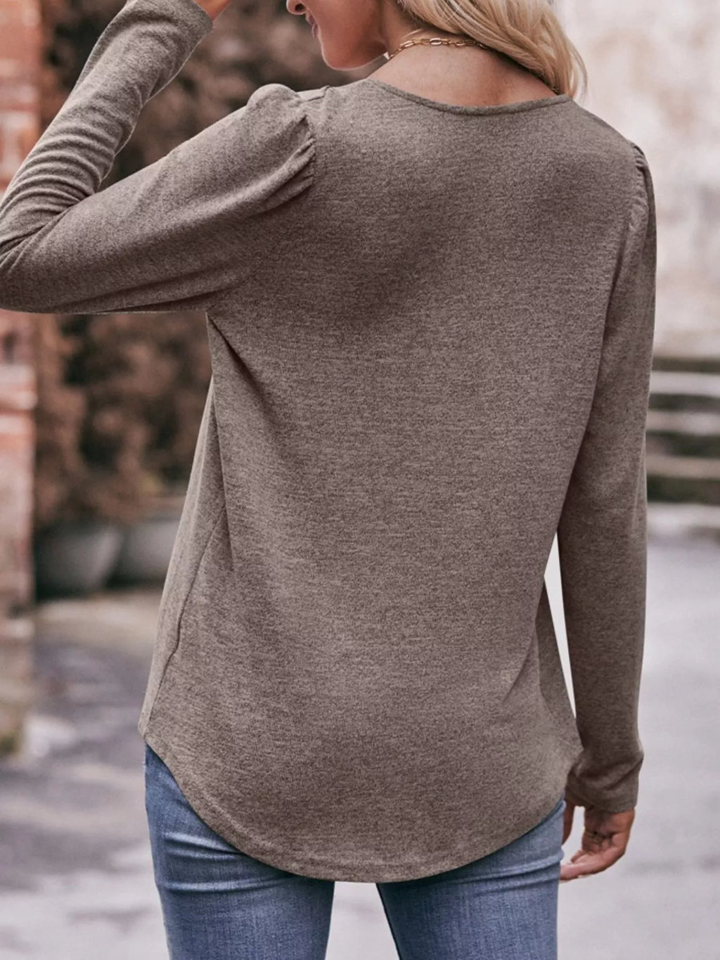 Pleated Square Neck Long Sleeve T-shirt (17)