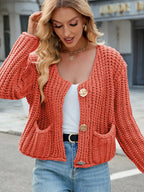 Round Neck Button Up Cardigan Pockets (34)