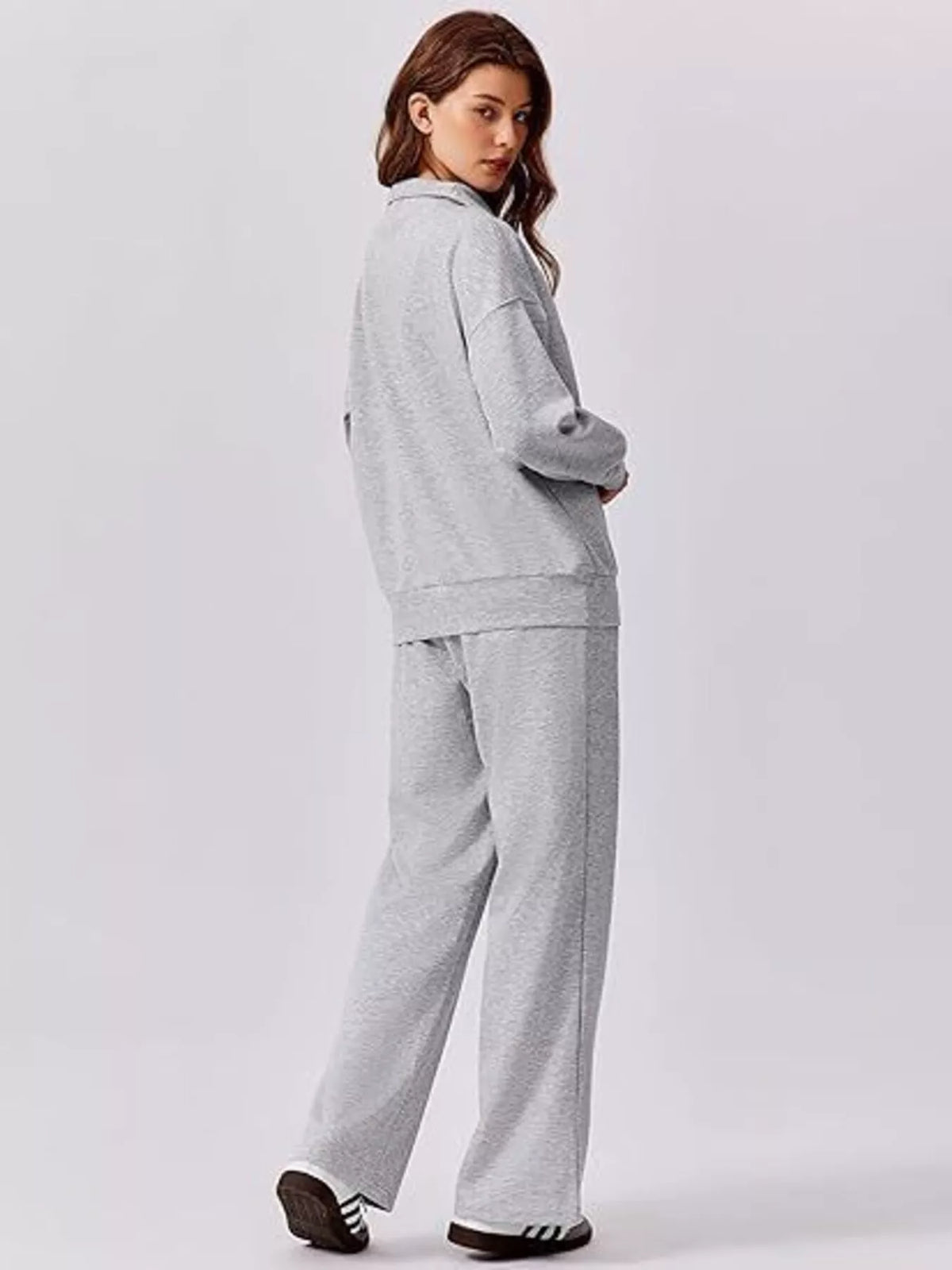 Relaxed Fit Quarter-zip Top Pants Set (20)