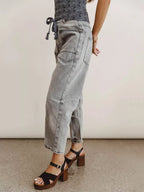 Drawstring Wide Leg Cropped Jeans (2)