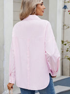 Striped Collared Neck Button Down Long Sleeve Shirt (3)