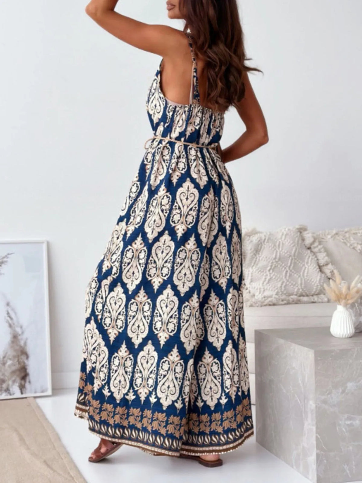 Paisley Print Spaghetti Strap Wide Leg Jumpsuit (4)
