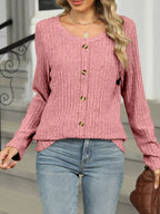 Ribbed Round Neck Long Sleeve Top (30)