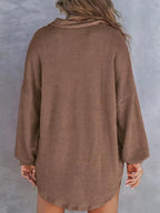 Casual Waffle Knit Button Detail Blouse (29)