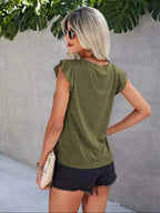 Ruffled Round Neck Cap Sleeve T-shirt (17)