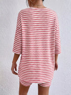 Striped Round Neck Top Shorts Set (5)
