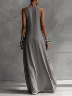 Two-tone Sleeveless Maxi Dress (2)