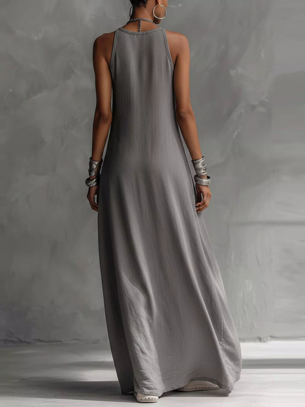 Two-tone Sleeveless Maxi Dress (2)