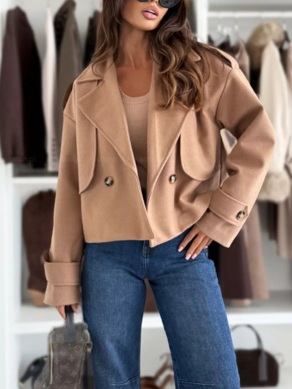 Double-breasted Cropped Outerwear (4)