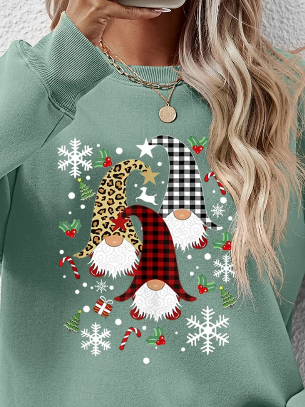 Faceless Gnomes Graphic Drop Shoulder Sweatshirt (11)