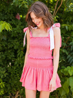 Smocked Tie Shoulder Cami Shorts Set
