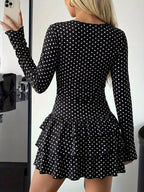 Long Sleeve Ruffled Hem Mini Dress (4)