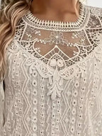 Lace Eyelet Long Sleeve Top (9)