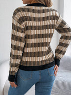 Striped Round Neck Long Sleeve Sweater (9)