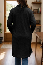 Full Size One Button Long Sleeve Longline Plush Coat (8)